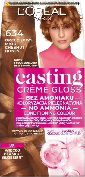 Ngjyrë për flokë L'Oreal Paris Casting Creme Gloss 634 Walnut Honey për femra, 1 copë