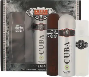 Set për meshkuj Cuba Black, EDT 100 ml + deodorant sprej 200 ml + losion pas rroje 100 ml