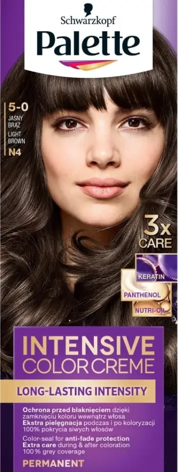 Bojë për flokë për femra Palette Intensive Color Creme 5-0 (N4) Jasny Brąz