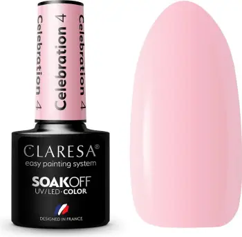 Llak për thonj Claresa Celebration Hybrid 4, 4.5g, rozë e lehtë