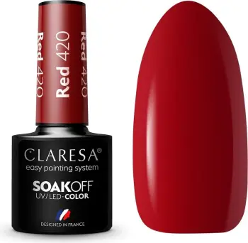 Llak për thonj Claresa Soak Off UV/LED Hybrid 420 për femra e kuqe 5g