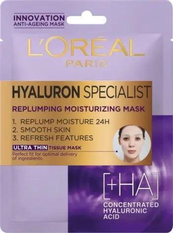 Maskë flete për fytyrë L'Oreal Paris Hyaluron Specialist Hydrating Filling Mask Sheet për femra, 30g
