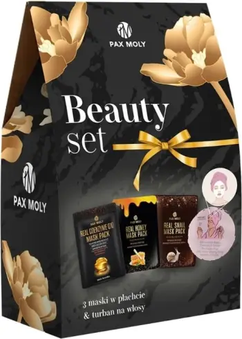 Set bukurie me maska fytyre dhe turban për flokë Pax Moly për femra, 4 copë