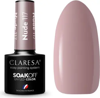 Llak për thonj për femra Claresa Soak Off UV/LED Nude Hybrid 117, 5g