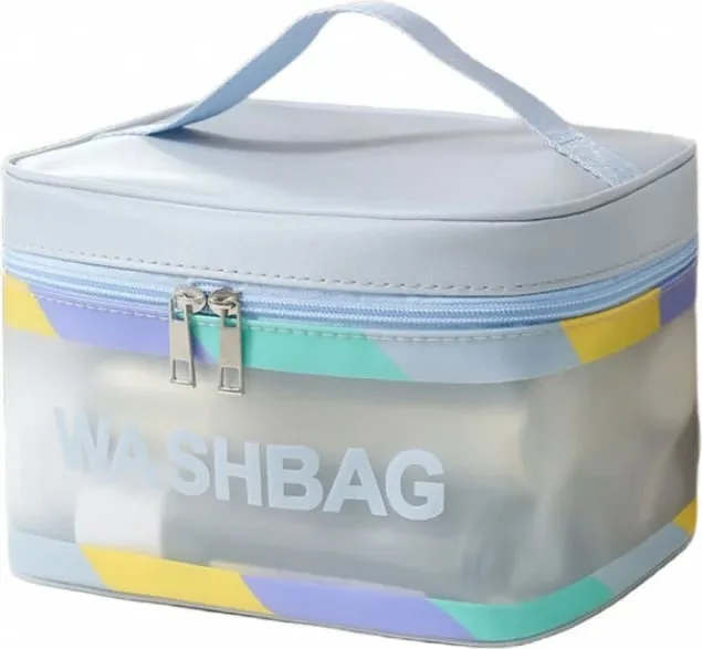 Çantë kozmetike Ecarla Washbag, madhësi mesatare, e kaltër - 1