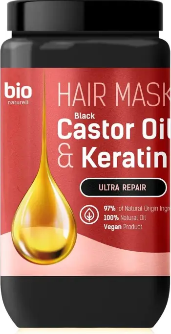 Maskë për flokë për femra Bio Naturell me vaj ricini të zi dhe keratinë, 946ml