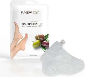 Maskë për këmbë për femra SunewMed+ ushqyese dhe rigjeneruese, formë çorape, me vaj ulliri, 40g