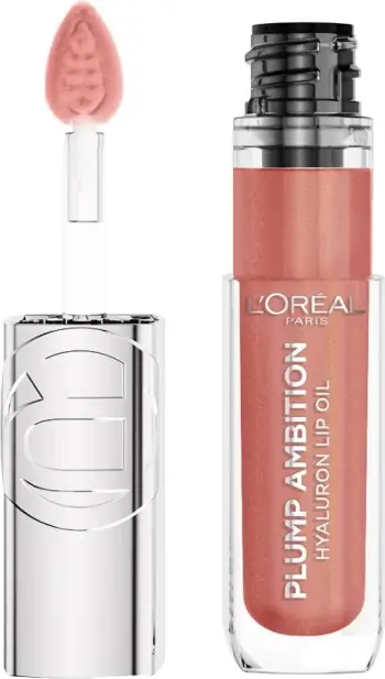 Shkëlqyes për buzë L'Oréal Paris Plump Ambition Hydrating Lip Gloss (Hyaluron Lip Oil), 5 ml,650 Nude Macaron