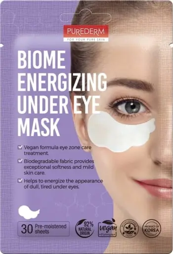 Patch për sy Purederm Biome Energizing Under Eye Mask për femra, 30 copa
