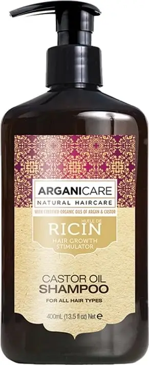 Shampo për flokë Arganicare Castor Oil, stimulon rritjen e flokëve, 400ml