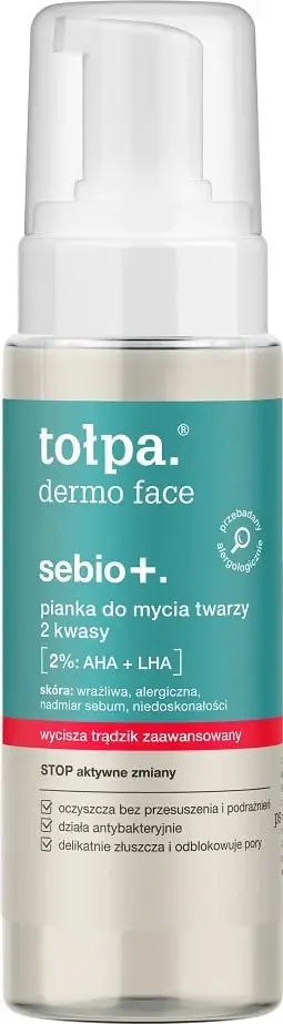 Shkumë pastrimi fytyre Tołpa Sebio+, 150ml, për lëkurë me akne