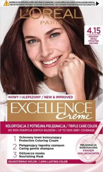 Ngjyrë flokësh për femra L'Oreal Paris Excellence Creme 4.15 Icy Brown, 1 copë