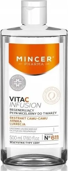 Solucion micelar për fytyrë për femra Mincer Pharma Vita C Infusion Regenerating No.611, 500ml