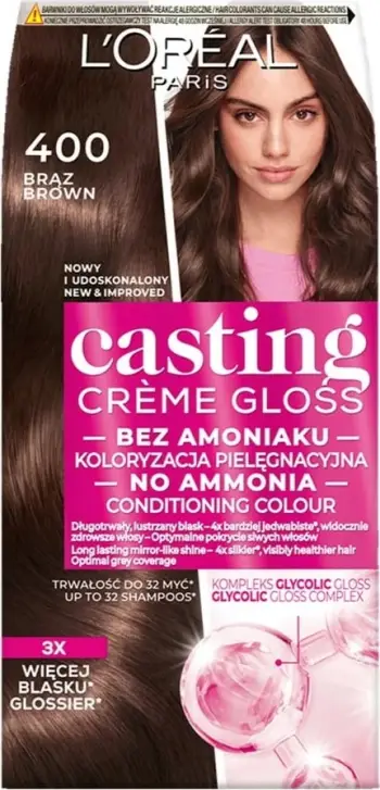 Ngjyrë për flokë L'Oreal Paris Casting Creme Gloss 400 Brown për femra, 1 copë