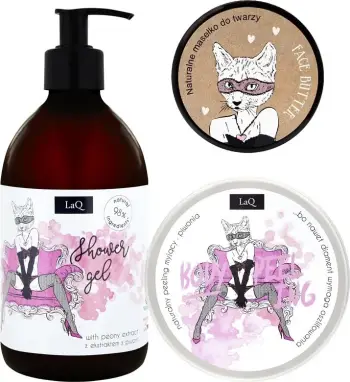 Set për trup e fytyrë LaQ Kocica Peony për femra, 3 copë