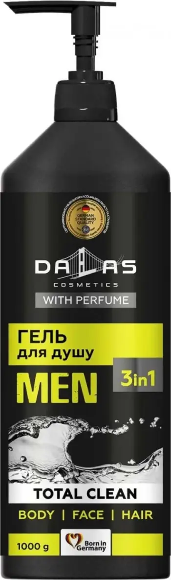 Xhel dushi 3-në-1 për meshkuj Dalas Total Clean, 1000g
