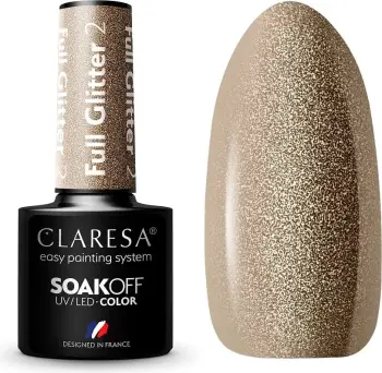 Llak hibrid për thonj Claresa Full Glitter 2, efekt i plotë shkëlqimi, 5ml