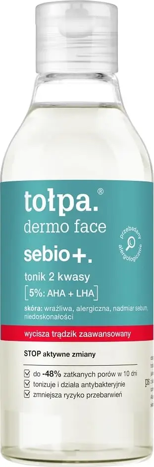 Tonik fytyre Tołpa Sebio+ 2 Acids, 200 ml, për lëkurë me akne