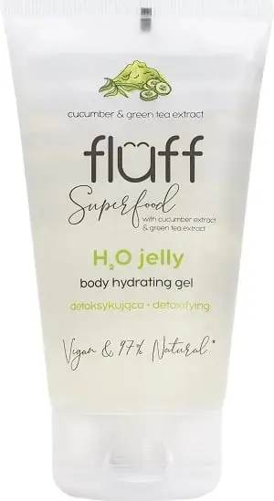 Xhel hidratues për trup Fluff H2O Jelly Body Hydrating Gel Detoxifying Cucumber and Green Tea për femra, 150ml