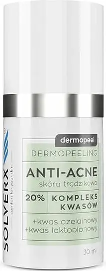Xhel dermopeeling Solverx Dermopeel Anti Acne Complex, 20% acid azelaik dhe laktobionik