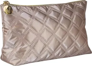 Çantë kozmetike Inter Vion Gold and Black Quilted, me ndarje, ari dhe e zezë
