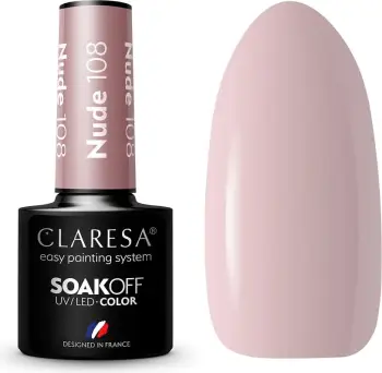 Llak për thonj për femra Claresa Soak Off UV/LED Nude Hybrid 108, 5g