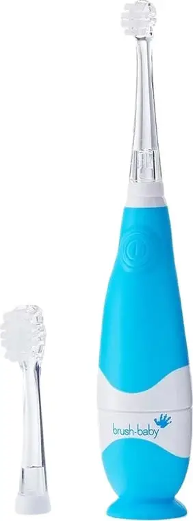 Furçë dhëmbësh elektrike Brush-Baby BabySonic, për fëmijë 0-3 vjeç, LED, dridhje të buta, blu