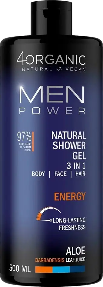 Xhel dushi 3-në-1 për meshkuj 4organic Men Power Natural Energy, 500ml