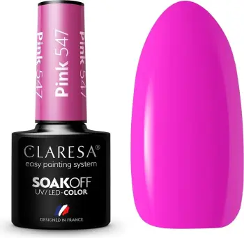 Llak thonjsh hibrid Claresa Pink 547, rozë e butë, me shkëlqim