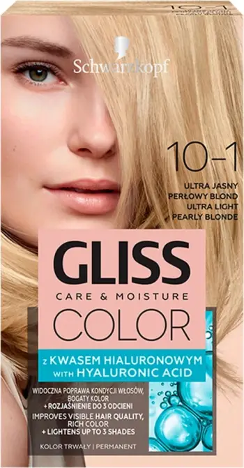 Ngjyrë për flokë për femra Gliss Color Care & Moisture 10-1 Ultra i Çelët Blond Perle