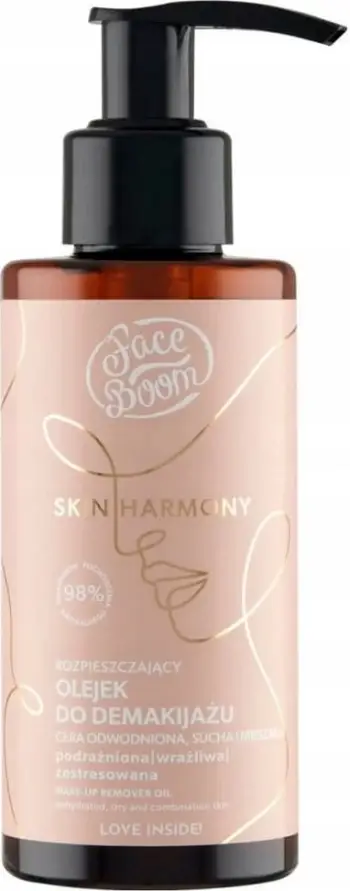 Vaj për heqje make-up-i Face Boom Skin Harmony Nourishing Makeup Remover Oil Wonderful Choice për femra, 130ml