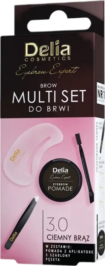 Set për stilim të vetullave Delia Brow Multi Set për femra 3.0 kafe e errët, 5 copë