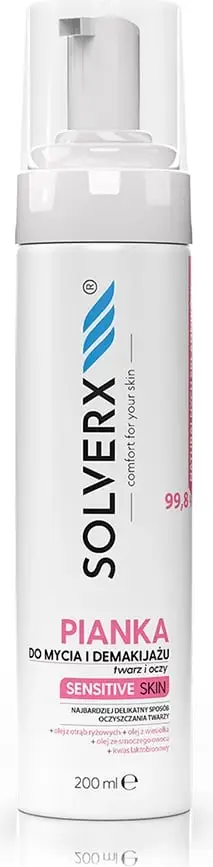 Shkumë pastruese dhe heqëse grimi SOLVERX Sensitive Skin për femra 200ml