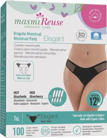 Mbathje menstruale Masmi Elegant për femra S e zezë 1 copë