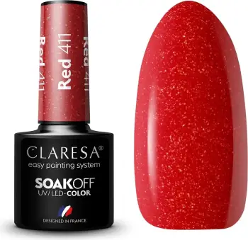 Llak për thonj Claresa Soak Off UV/LED Hybrid 411 për femra e kuqe 5g
