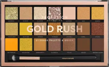 Paletë për sy Profusion Gold Rush, 21 ngjyra, brush përfshirë