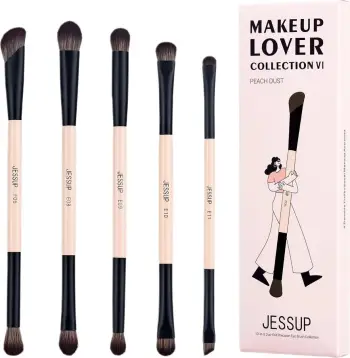 Set furçash për grim JESSUP 10-in-5 Duo-End Brush Versatility Collection për femra Peach Dust 5 copë