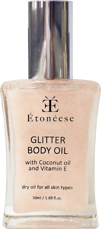Vaj i thatë për trup Etoneese me shkëlqim argjendi për femra, 50ml