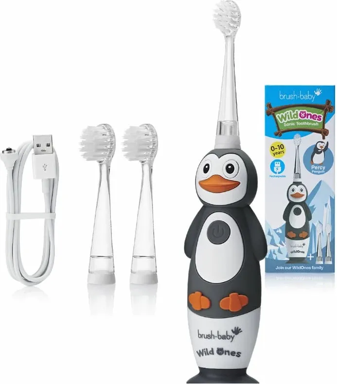 Furçë dhëmbësh elektrike për fëmijë Brush-Baby WildOnes Sonic Penguin, 1 copë - 1