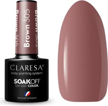 Llak për thonj për femra Claresa Soak Off UV/LED Hybrid 305, 5g, kafe