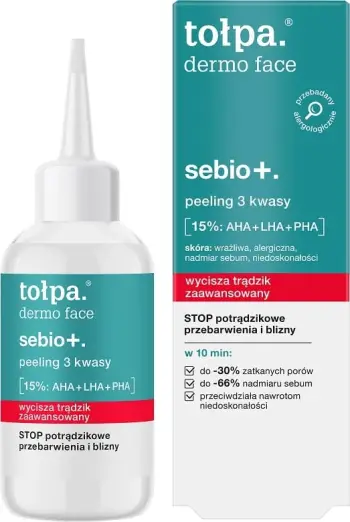 Peeling për fytyrë për femra Tołpa Dermo Face Sebio+ 3 acids, 50ml