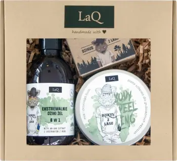 Set kozmetike për meshkuj LaQ Wild from the Forest, 300ml xhel dushi + 200ml scrub + 85g sapun