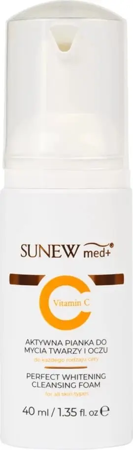 Shkumë pastruese për fytyrë dhe sy SunewMed+ Perfect Whitening Cleansing Foam për femra 40ml