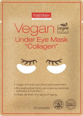 Maskë për sy Purederm Vegan Collagen Eye Patches për femra, 30 copë