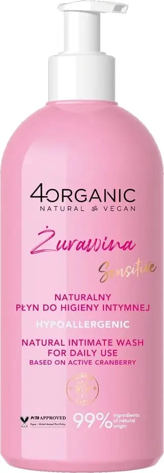 Losion intim 4organic Natural Intimate Care Cranberry, 350 ml