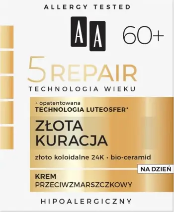Krem dite kundër rrudhave për femra AA Technologia Wieku 5Repair 60+ Gold Repair, 50ml