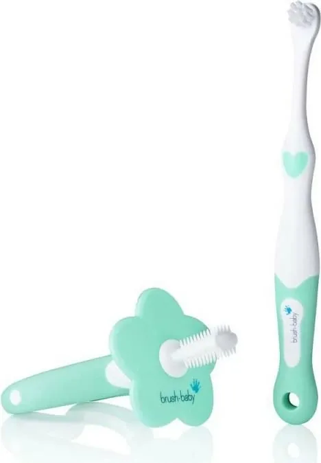 Set furçë dhëmbësh dhe lodër për dhëmbëzim Brush-Baby My FirstBrush & Teether Set unisex mint 2 copë - 1