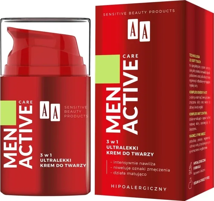 Krem fytyre për meshkuj AA Men Active Care 3-in-1 Ultra-Light 50ml - 1
