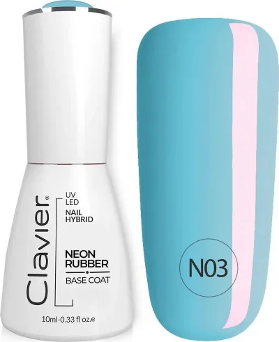 Bazë për thonj Clavier Luxury Neon Rubber Base N03 Blue Rainbow 10ml - 1
