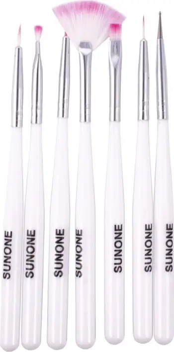 Set furçash për art thonjsh Sunone për femra, 7 copë, të bardha